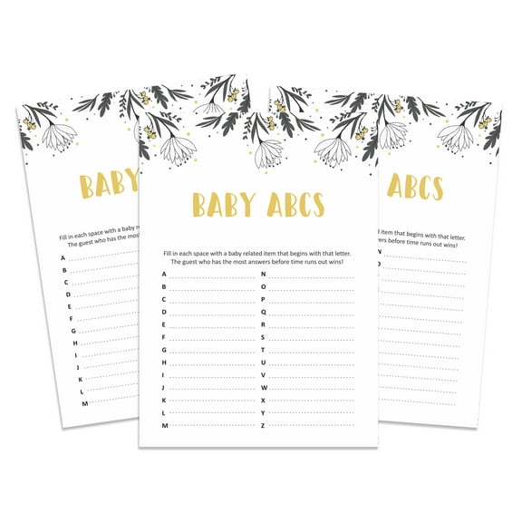 InkdotpotPack of 50,GirlBabyShower Party Collection, Baby ABC Game,Fun Baby Shower Party Games, Activities, Decorations,Bird ThemeParty Supplies