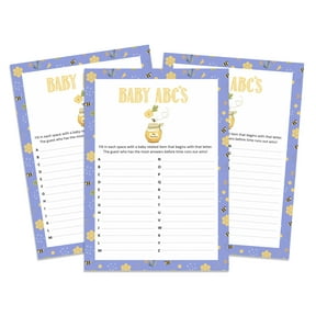 InkdotpotPack of 50,GirlBabyShower Party Collection, Baby ABC Game,Fun Baby Shower Party Games, Activities, Decorations,Honey Bee ThemeParty Supplies