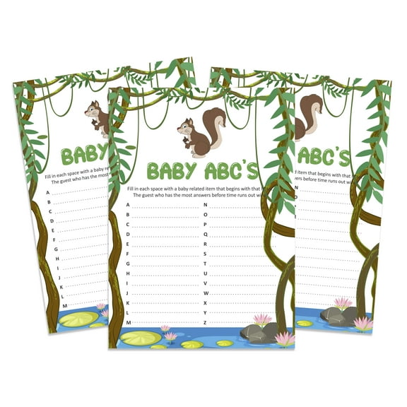 InkdotpotPack of 50,GirlBabyShower Party Collection, Baby ABC Game,Fun Baby Shower Party Games, Activities, Decorations,Jungle ThemeParty Supplies