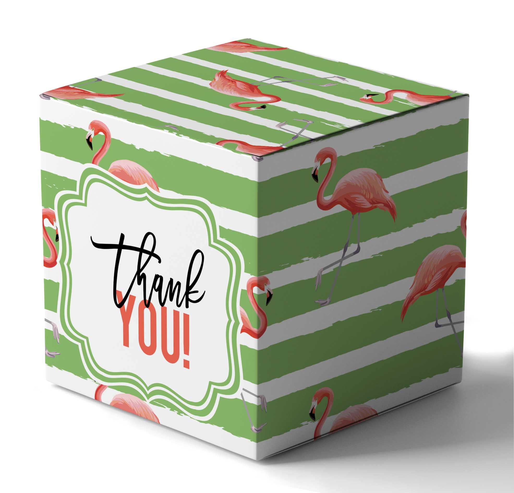 InkdotpotPaper Box -Mini Favor Box ForBaby Shower4x4x4 Inches Paper Gift Boxes, Candy Paper Box For Party Favors, Baby ShowerTropical Leave & Flamingo,GirlTheme- Pack Of 20