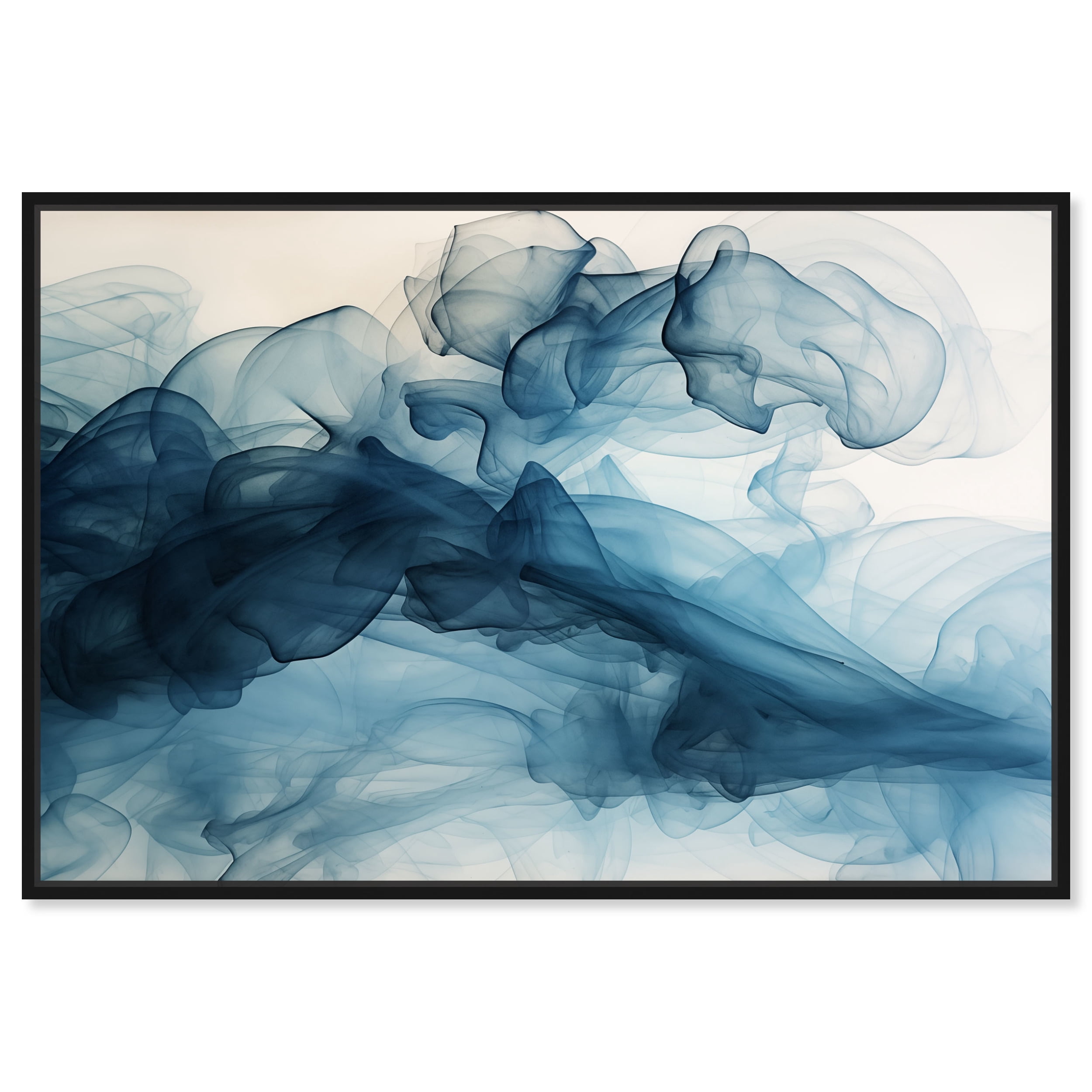Inked Waves Blue Abstract Canvas Wall Art by Art Remedy, Black Floater ...