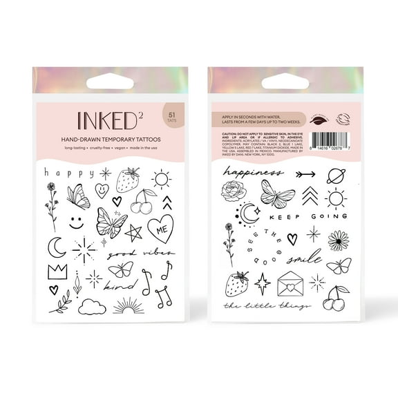 Inked2 Happiest Temporary Tattoo Sheet