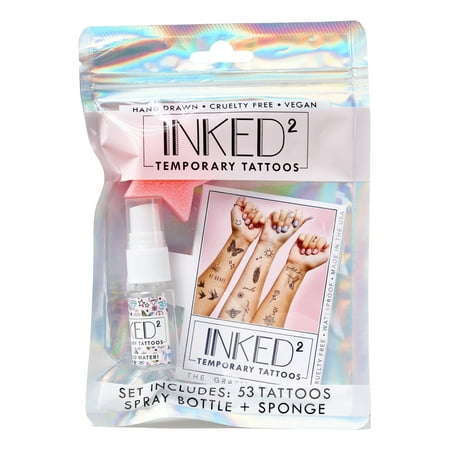 Inked2 Tattoo Kit, Temporary Tattoos with Spray Bottle and Sponge