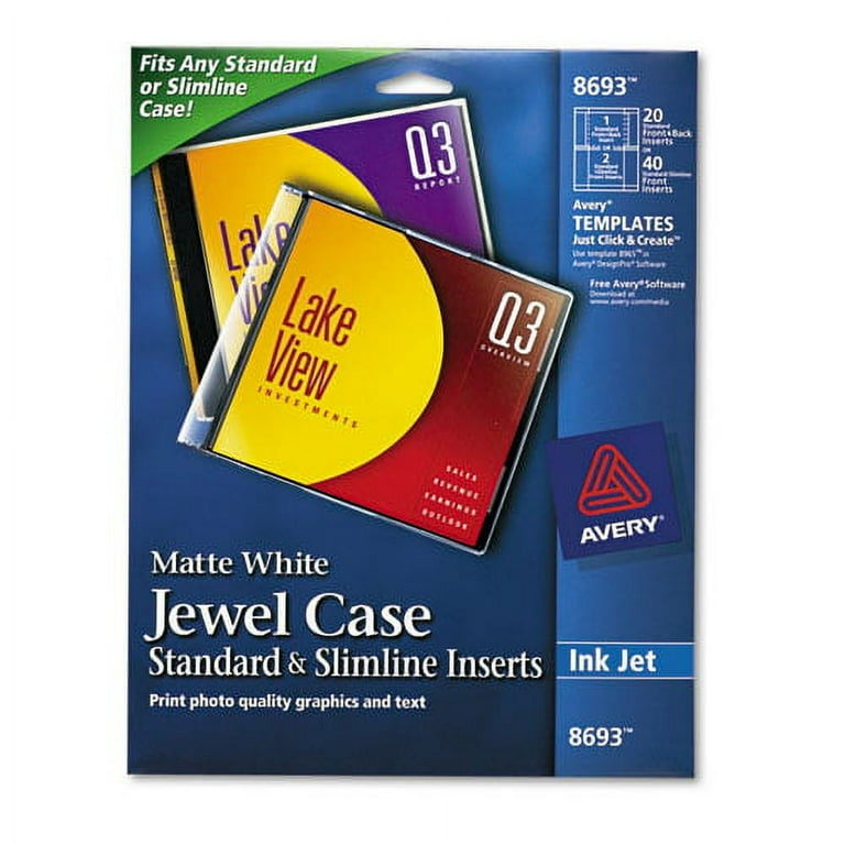 Inkjet CD/DVD Jewel Case Inserts, Matte White, 20/Pack Inkjet CD/DVD Jewel Case Inserts, Matte White, 20/Pack