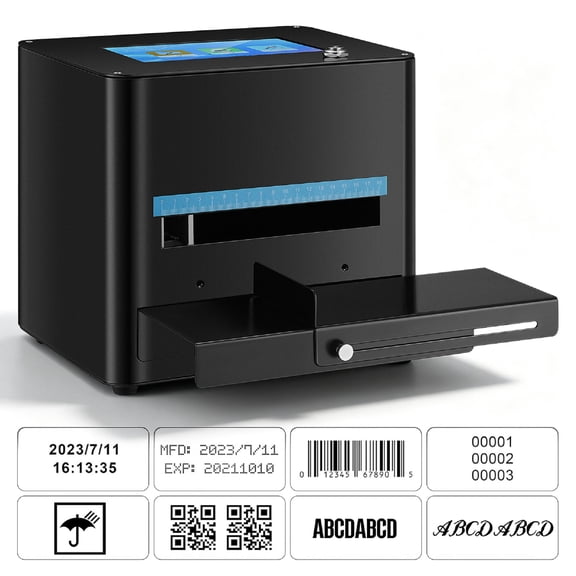 Inkjet Coding Machine with 7 Inch Touch Screen& 42ml Black Fast Dry Ink Cartridge, 0.08-0.5" Batch Code Printer Fast Dry Ink Cartridge Intelligence Batch Printer for Date/Time/Barcode/Batch Number