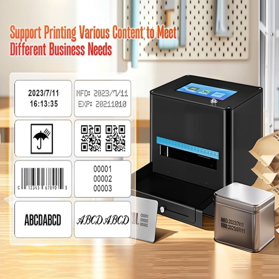 LIOOBO Desktop Inkjet Coding Machine Black with Flexible Triple Mode Coding