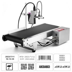 Inkjet Coding Machine with Mini Conveyor Belt, Automatic Online Inkjet Printer with 42ml Original Quick-Drying Ink