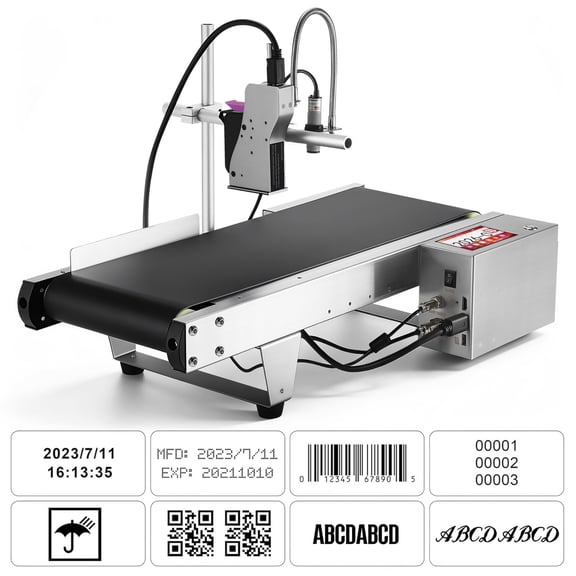 Inkjet Coding Machine with Mini Conveyor Belt, Automatic Online Inkjet Printer with 42ml Original Quick-Drying Ink