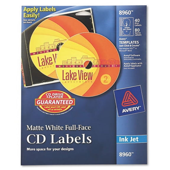 Inkjet Full-Face Cd Labels, Matte White, 40/pack | Bundle of 10 Packs