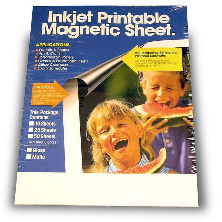  Inkjet Printable Magnet Sheets With Gloss Finish For  Personalized Designs, Signs or Graphics On Any Magnetic Receptive Surface  (Pkg/5) : Office Products