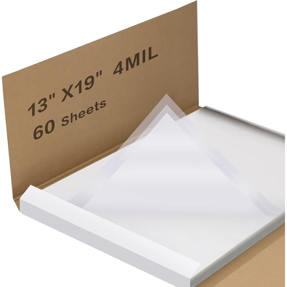 Inkjet Transparency Film 13 x 19 Inch, 4 Mil 60 Sheets Professional Grade Printable Transparency Film for Silk Screen Printing, Overhead Projector, Crafts