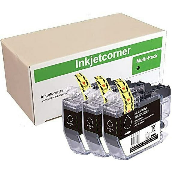 Inkjetcorner Compatible Black Ink Cartridges for LC3013 LC3013BK (3-Pack)