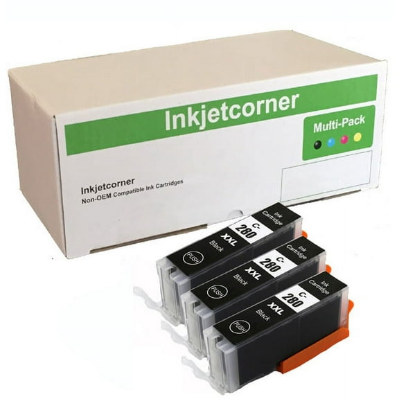 Inkjetcorner Compatible Black Ink Cartridges for PGI-280XXL PGI-280BK (3-Pack)