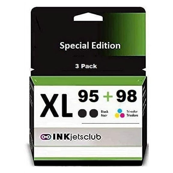 InkjetsClub Compatible Ink Cartridge Replacement for 3 Pack - HP 98 & 95 Ink Cartridge Value Pack. Includes 2 Black and 1 Color Compatible Ink Cartridges