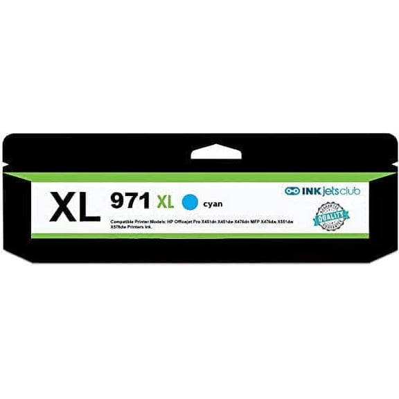 InkjetsClub Compatible Ink Cartridge Replacement for HP 970XL and 971XL Ink. Compatible with Officejet Pro X476dw X576dw X476dn X451dw X551dw X451dn Printers. (Cyan)