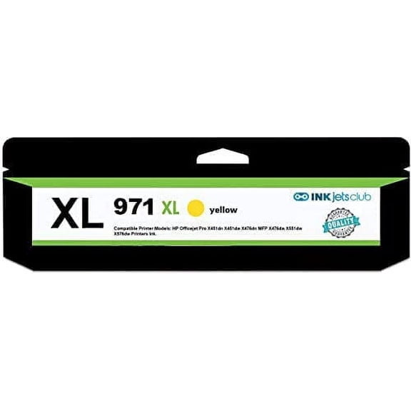 InkjetsClub Compatible Ink Cartridge Replacement for HP 970XL and 971XL Ink. Compatible with Officejet Pro X476dw X576dw X476dn X451dw X551dw X451dn Printers. (Yellow)