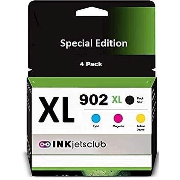 InkjetsClub Compatible Replacement 902XL Inkjet Cartridge for HP 902 Ink to use with OfficeJet Pro 6968 6978 6958 6962 6954 6960 6970 6979 6950 6975 Printer Ink (Black, Cyan, Magenta, Yellow