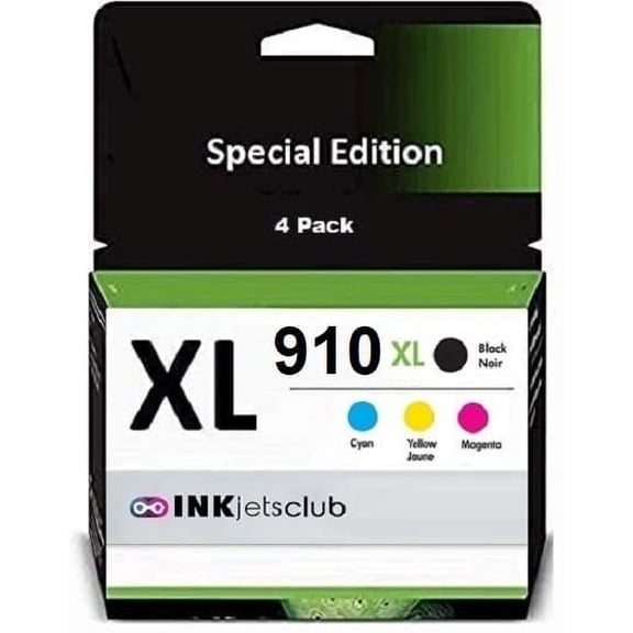 Inkjetsclub Compatible Ink Cartridge Replacement for HP 910 XL Value Pack. Works with OfficeJet Pro 8610 8600 8615 8620 8625 8100 276dw 251dw Printers. (4 Pack (Black, Cyan, Magenta, Yellow)