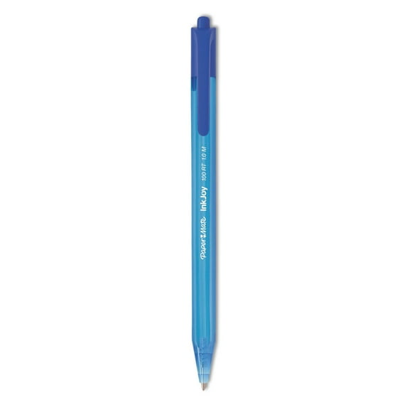 Paper Mate 1951253 InkJoy 100 RT 1 mm Retractable Ballpoint Pen - Blue Ink/Translucent Blue Barrel/Medium (1-Dozen)