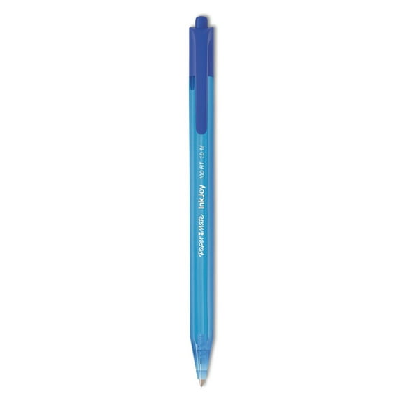 Paper Mate 1951253 InkJoy 100 RT 1 mm Retractable Ballpoint Pen - Blue Ink/Translucent Blue Barrel/Medium (1-Dozen)