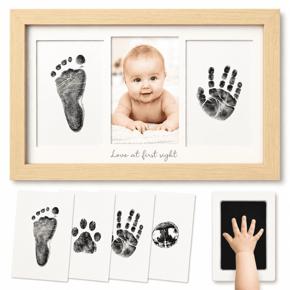 Inkless Hand and Footprint Kit,Clean Touch Ink Pads and Imprint Cards,Keepsake Frame, Newborn Nursery Picture Frame, Personalized New Mom Gifts for Baby Shower & Registry
