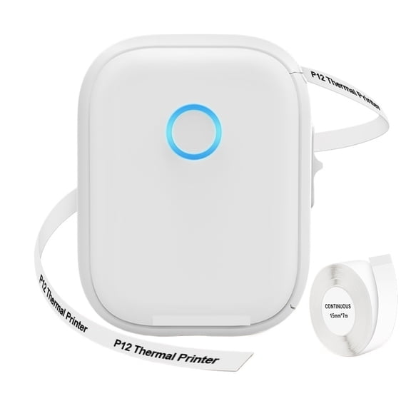 Inkless Label Printer P12 Portable Mini Printer Bluetooth Wireless Thermal Printer Auto Cut ,Fast-Drying Ink with Crisp Output