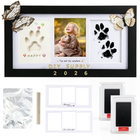 CandWuom Paw Print Kit for Dogs and Cats, 2 Ink Pad, Paw Print Impression Kit with Customization Tool, Wooden Picture Frame, Pet Memorial Keepsake, Gift for Pet Owners & Lovers