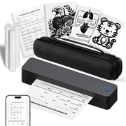 Inkless Portable Printer for Travel, Wireless Thermal Printer Supports 8.5 x 11 Inch Thermal Paper, Bluetooth Machine Includes Carry Case and 3 Rolls of Paper Kit, Black