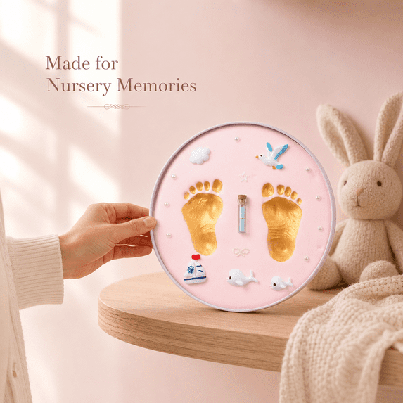 Inkless born Hand Foot Print DIY Kit, Precious Baby Keepsake Souvenir, Ideal Gift For Baby 100 Days, First Birthday And Family Memory Collection Making