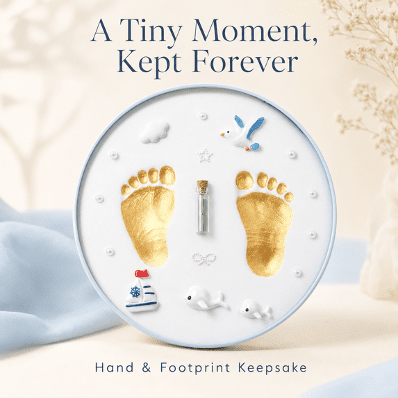 Inkless born Hand Foot Print DIY Kit, Precious Baby Keepsake Souvenir, Ideal Gift For Baby 100 Days, First Birthday And Family Memory Collection Making