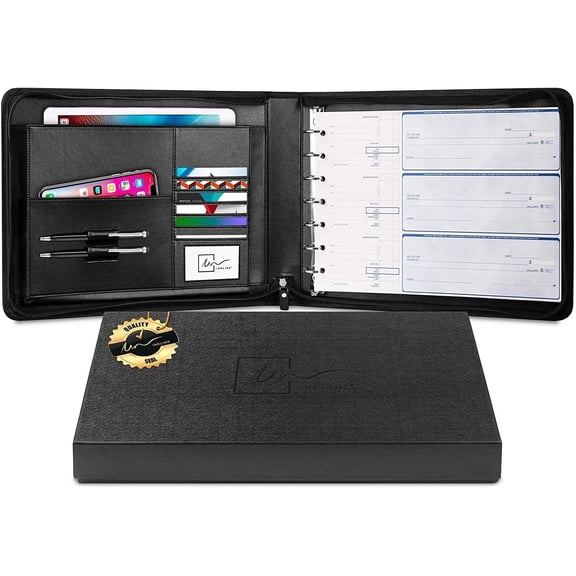 Inkline 7-Ring Check Binder 500 Check Capacity Portfolio Organizer, 9" x 13" Brown