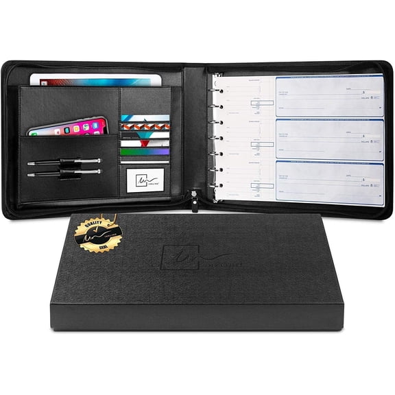 Inkline 7-Ring Check Binder 500 Check Capacity Portfolio Organizer, 9" x 13" Navy