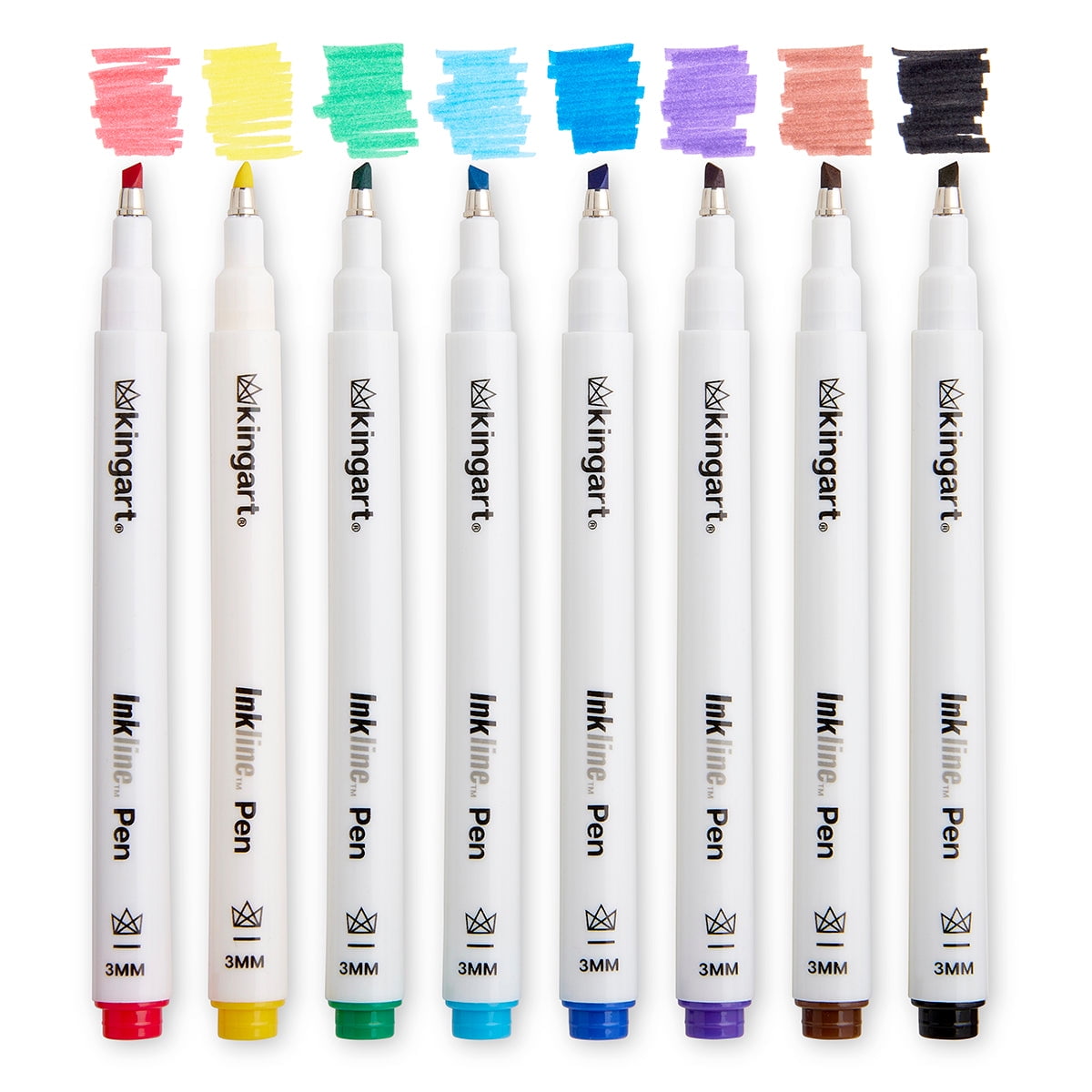 Walmart Deal of Inkline™ Fine Line Art & Graphic Pens, Archival Japanese Ink, Set of 8 Vivid Colors, Size 3mm Chisel Nib