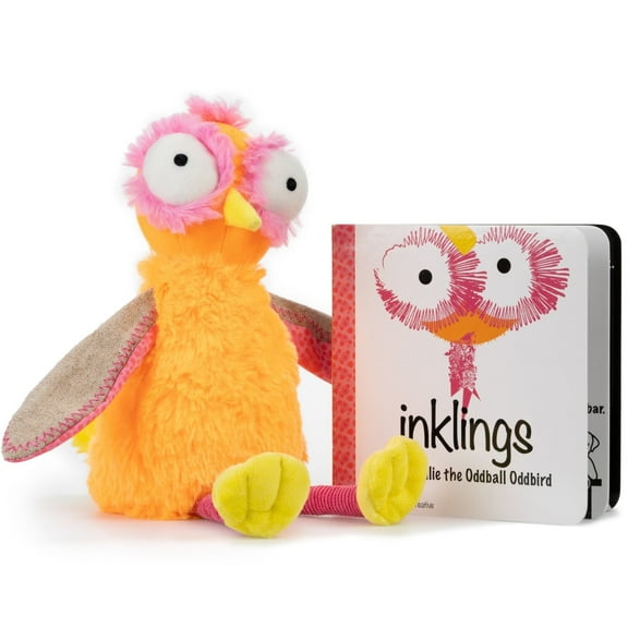 Inklings Baby & Toddler Plush Soft Bean Bag Toy with Full Color Board Book Set, Inclusive Stories for All Families (Ollie The Oddball Oddbird)