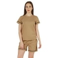 thumbnail image 1 of Inkmeso 2 Pcs Solid Sleepwear Sets For WoMen's Short Sleeve Top And Short Loungewear Set, 1 of 7
