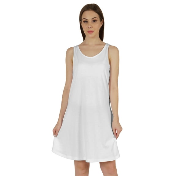 Inkmeso Basic Tank Dress For Women Short Midi Dress Casual Summer Sleeveless Loose Fit Tunic Dress