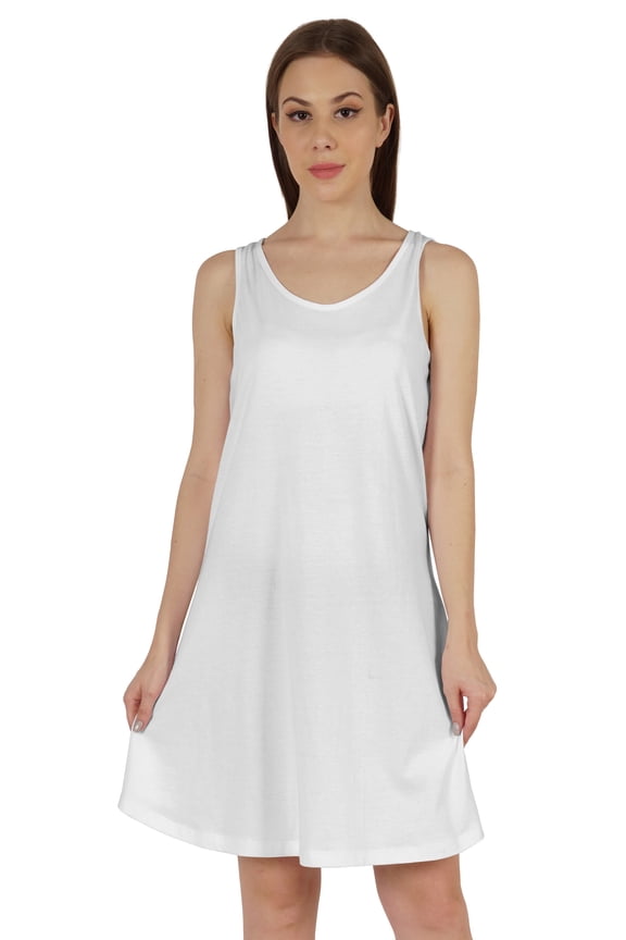 Basic Tank Dress For Women Short Midi Dress Casual Summer Sleeveless Loose Fit Tunic Dress