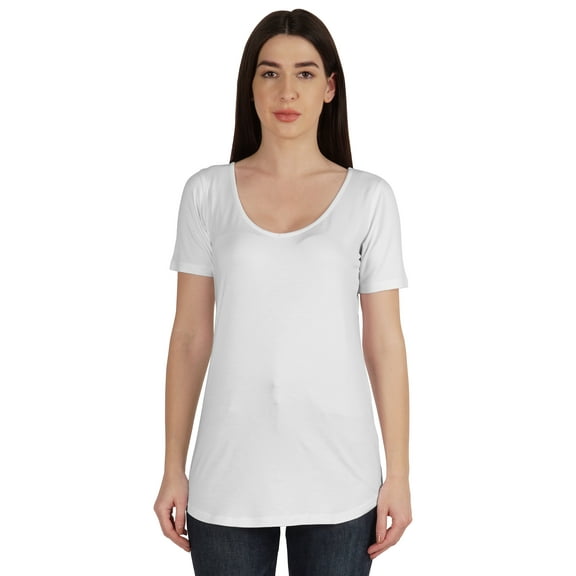 Inkmeso Basic U Neck Summer T-shirt Short Sleeve Plain Cotton Tshirt Womens