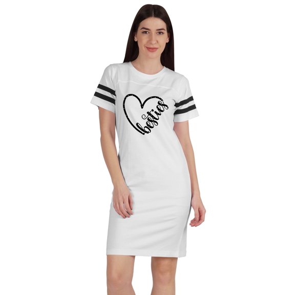Inkmeso Besties Tunic Graphic T-Shirts Round Neck Dress Summer Short Sleeve Tops