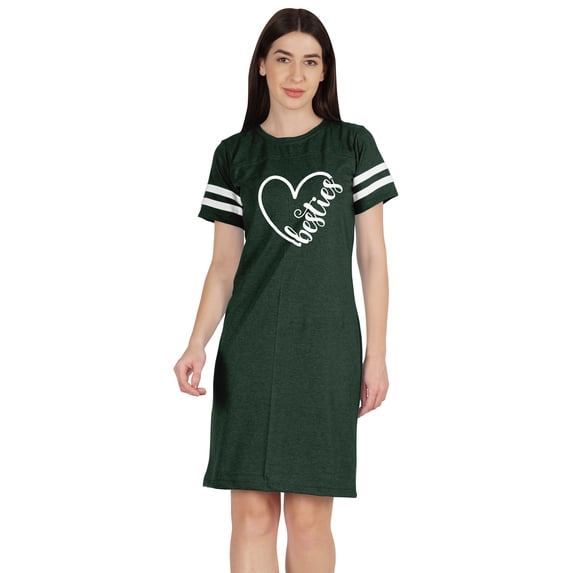 Inkmeso Besties Tunic Graphic T-Shirts Round Neck Dress Summer Short Sleeve Tops