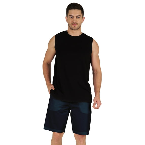 Inkmeso Casual Solid Elastic Waist Shorts For Men Loungewear With Pockets Cotton Short Pants-AQ