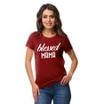 thumbnail image 1 of Inkmeso Crew Neck Blessed Mama Graphic Tshirt Short Sleeve Women Cotton Tee, 1 of 9