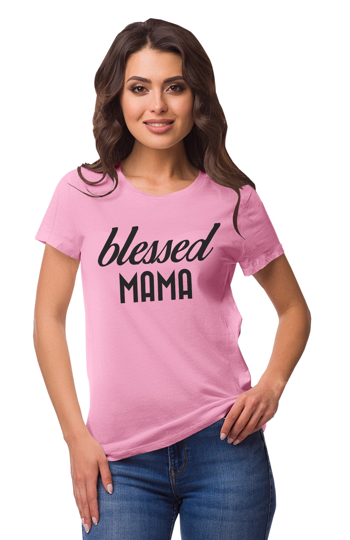 Inkmeso Crew Neck Blessed Mama Graphic Tshirt Short Sleeve Women Cotton Tee