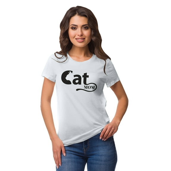 Inkmeso Crew Neck Cat Mom Graphic Tshirt Short Sleeve Women Cotton Tee Casual
