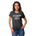 thumbnail image 1 of Inkmeso Crew Neck Life Is Better With My Girls #Momlife Graphic Tshirt Cotton, 1 of 8