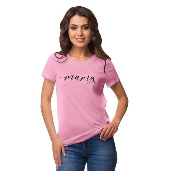 Inkmeso Crew Neck Mama Graphic Tshirt Short Sleeve Women Cotton Tee Casual
