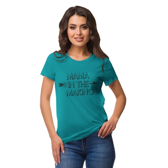 Inkmeso Crew Neck Mama In The Making Graphic Tshirt Short Sleeve Cotton Tee