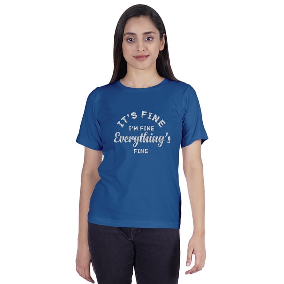 Inkmeso Crew Neck T-shirt It's Fine I'm Fine Everything's Fine" Letter Printed Inspirational Jersey Top For Women