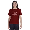 thumbnail image 1 of Inkmeso Crew Neck T-shirt It's Fine I'm Fine Everything's Fine" Letter Printed Inspirational Jersey Top For Women, 1 of 9
