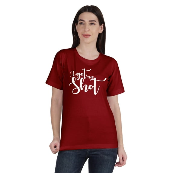 Inkmeso Crew Neck WoMen's I Got The Shot Funny Pro Vaccine Cotton T-Shirt